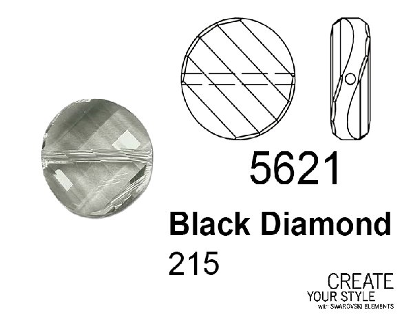 Swarovski Twist Bead BLACK DIAMOND - 5621