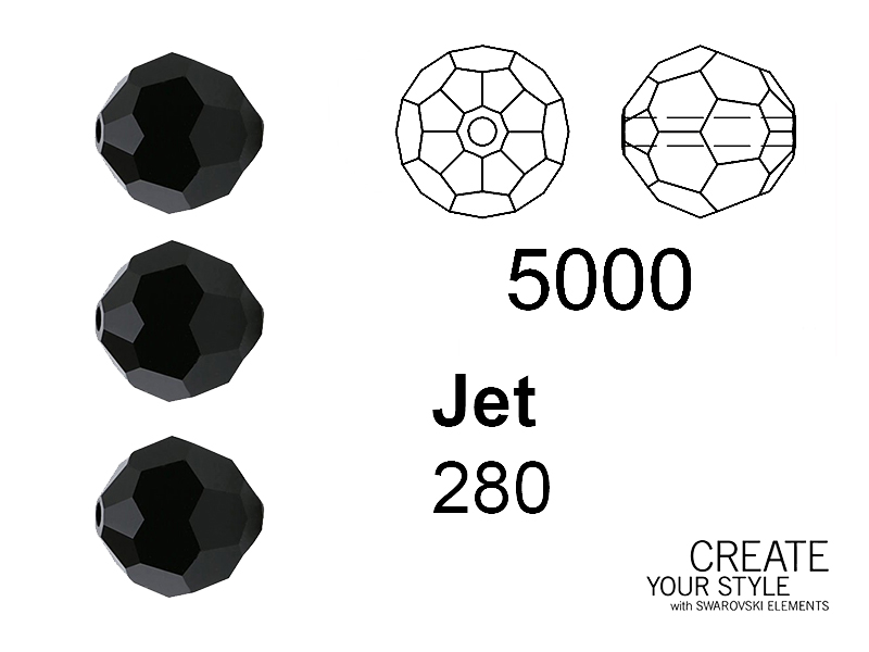 Swarovski Tondo Sfaccettato JET - 5000