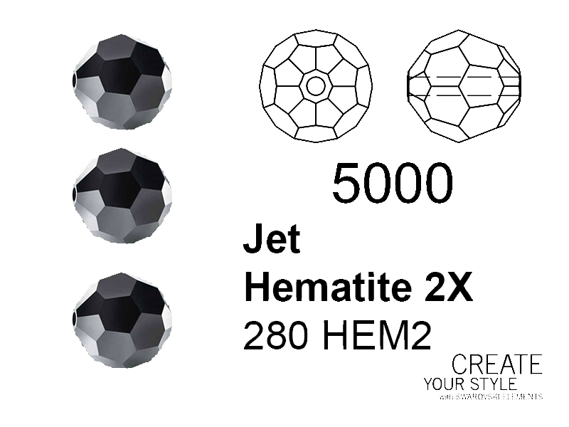 Swarovski Tondo Sfaccettato JET HEMATITE 2X - 5000