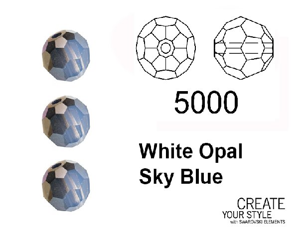 Swarovski Tondo Sfaccettato WHITE OPAL SKY BLUE - 5000