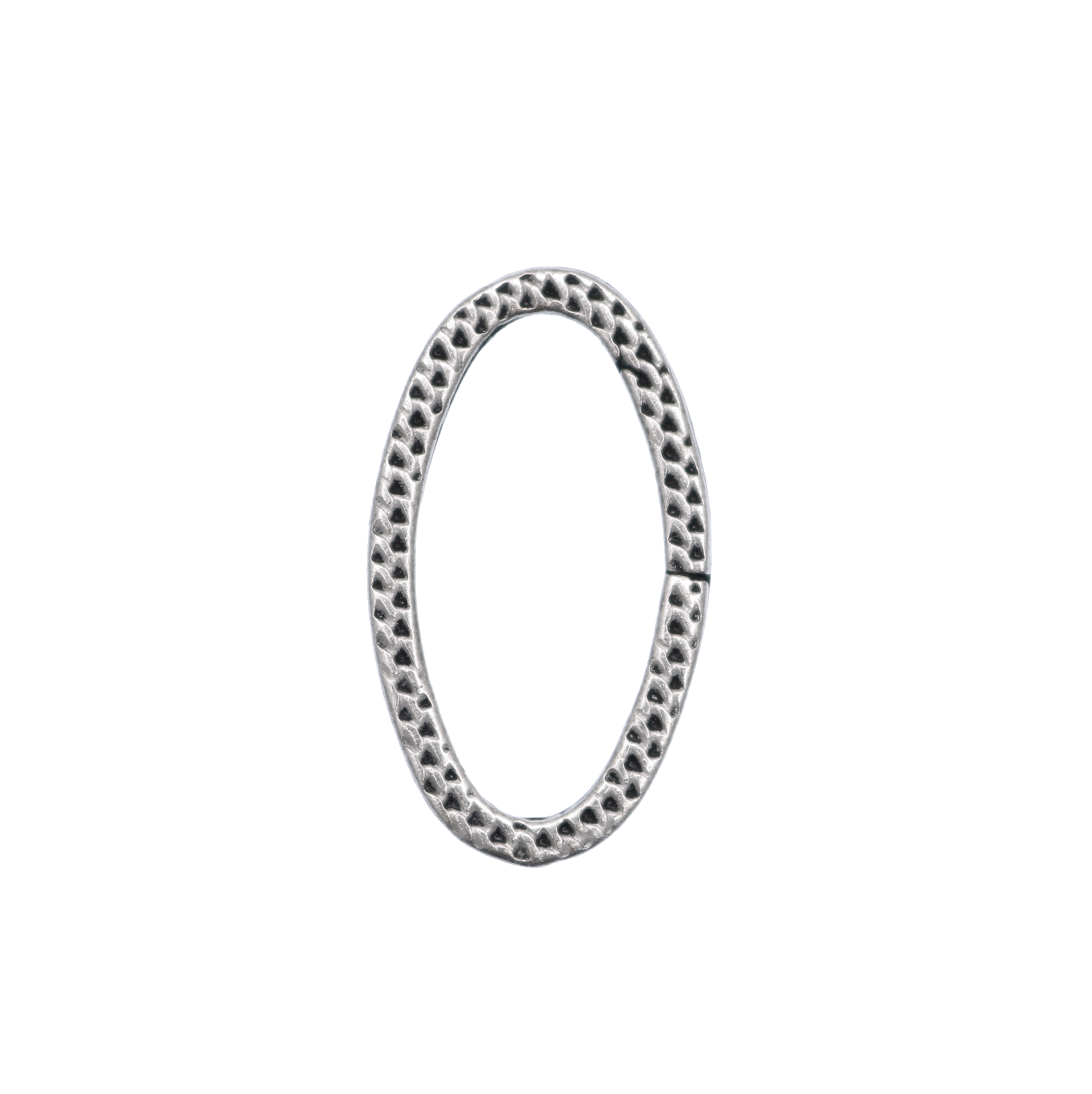 Anello ovale chiuso, piatto, con disegno a nido d'ape, 28x16 mm.