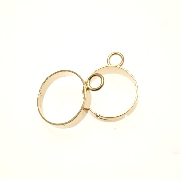 Base per anello, regolabile, charms ad 1 anello da 4 mm. e fascia larga