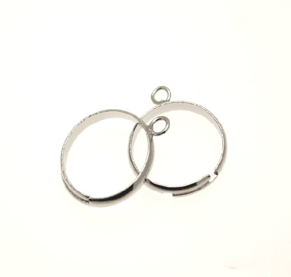 Base per anello, regolabile, charms ad 1 anello da 4 mm. con fascia sottile bombata