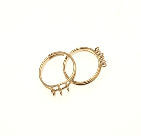Base per anello, regolabile, charms con due file da 3 anelli piccoli