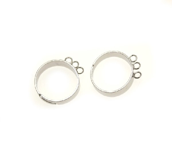 Base per anello, regolabile, charms a 3 anelli saldati singlarmente, fascia sottile