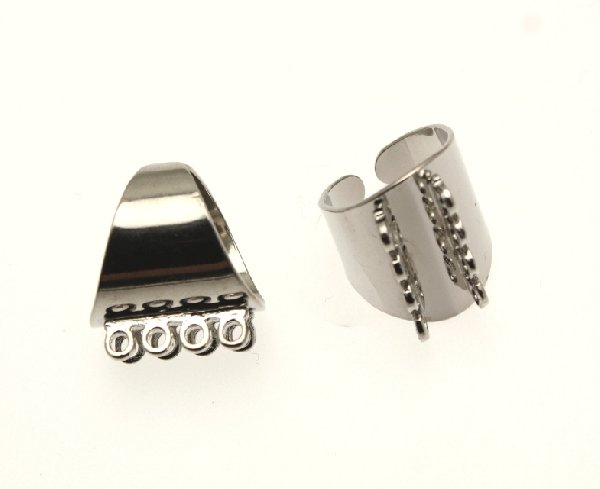 Base per anello, regolabile, charms a fascia larga 25 mm. con due file da 4 anelli