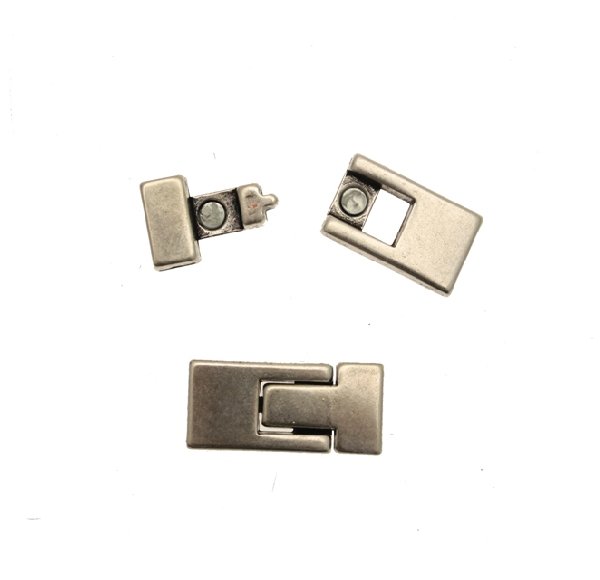 Chiusura ad incastro a calamita rettangolare liscia (diametro foro da incollo 10 mm.), 12x29 mm.