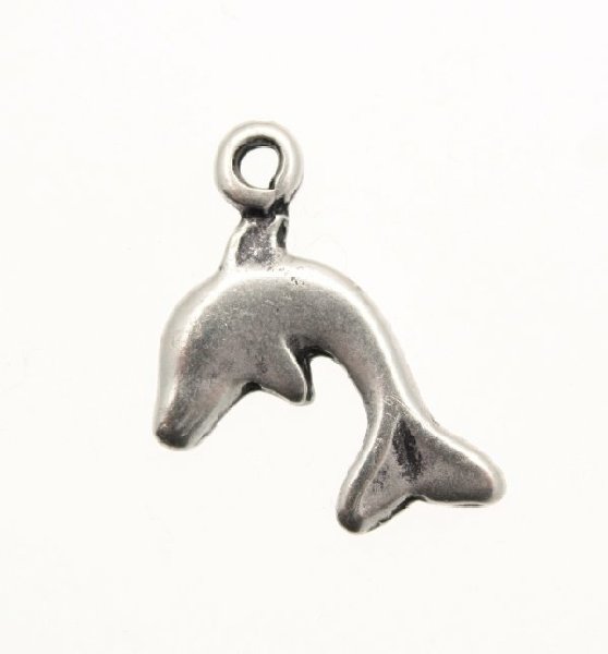 Ciondolo a forma di delfino liscio piatto 15x12 mm.