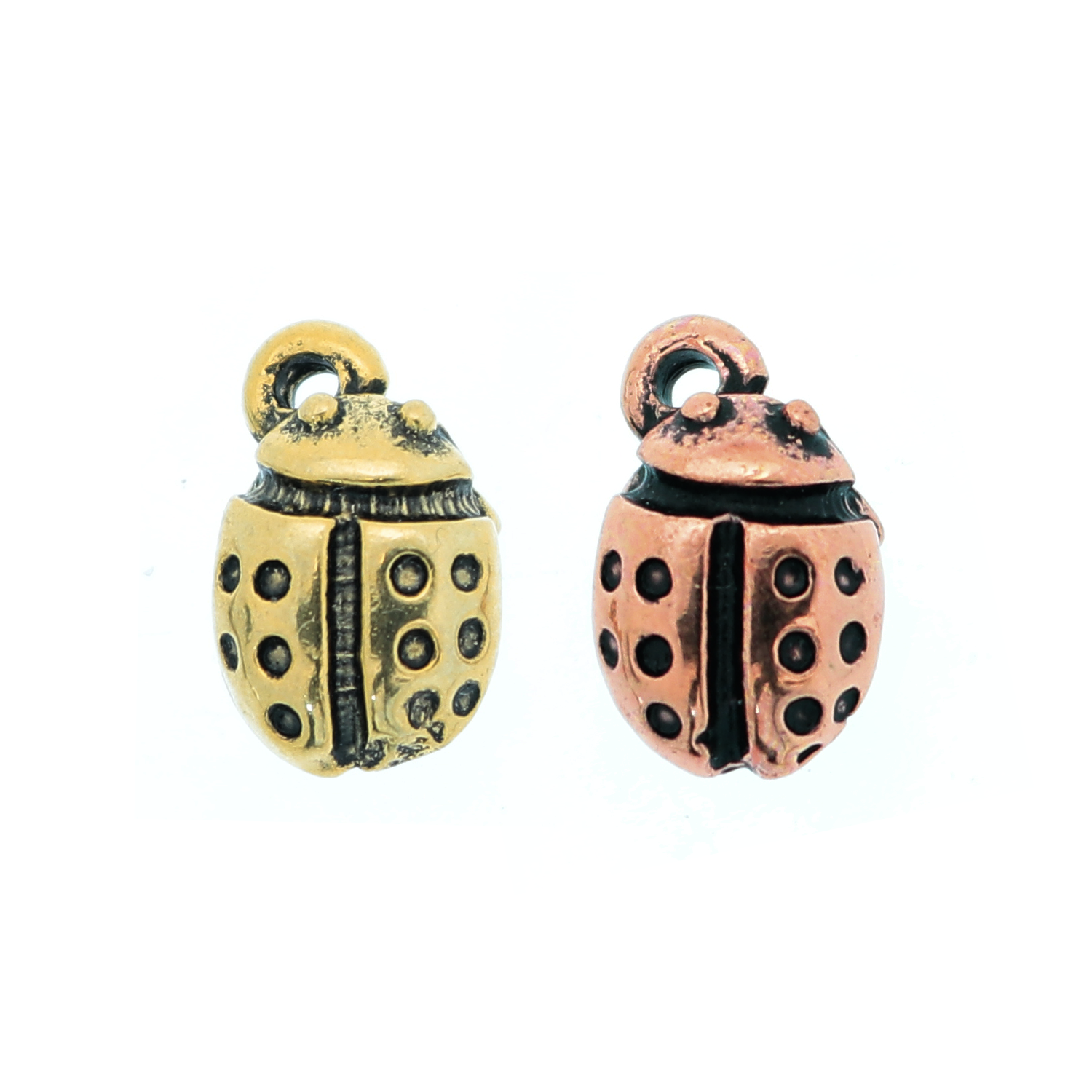 Ciondolo a forma di coccinella piccola con zampatte 10x9 mm.