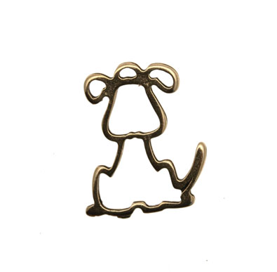 Ciondolo a forma di cane stilizzato, 21x25 mm.