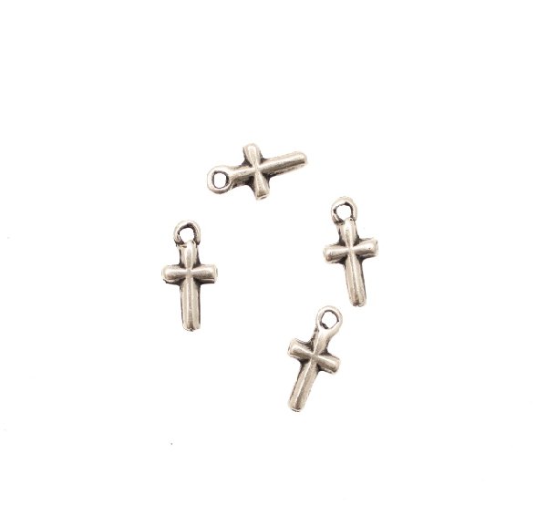 Ciondolo a forma di croce piccola e liscia, 8x14 mm.