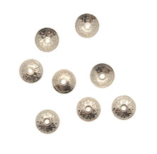 CONFEZIONE RISPARMIO - Coppetta tonda sottile lavorata a puntini, diametro 8 mm., colore ARGENTATO RODIO