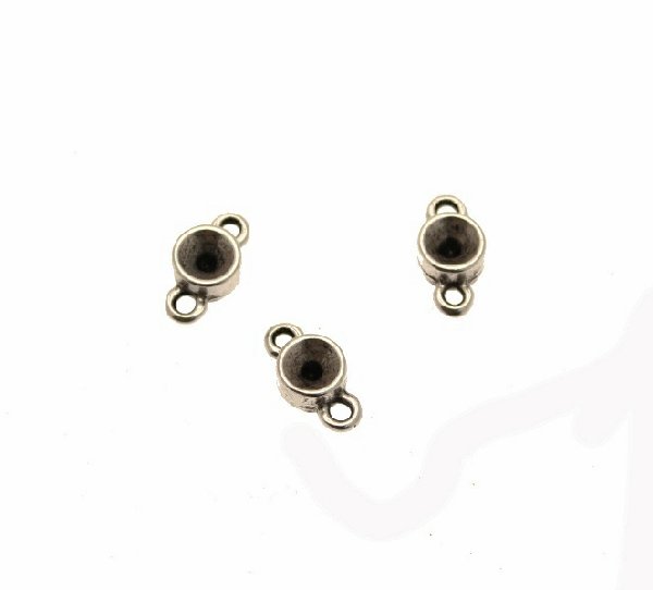 Distanziatore porta strass (gemma tonda conica SS29), con due anelli, 8x15 mm.