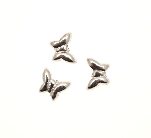 Distanziatore a forma di farfalla bombata liscia, 11x8 mm.