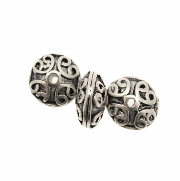 Distanziatore a rondella a cipolla disegnata a riccioli, 12x6,8 mm.