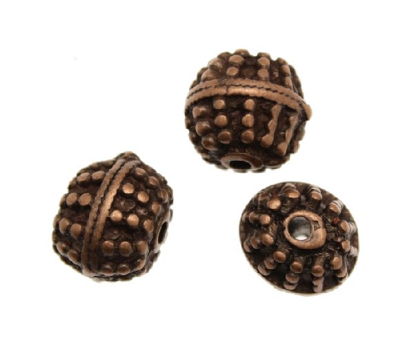 Distanziatore a palla disegnata a puntini con doppia riga liscia centrale, 10,5x12 mm.
