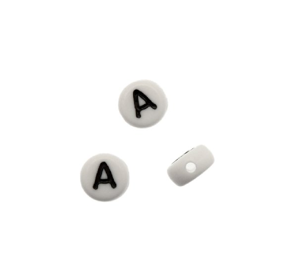 Distanziatore in resina con disegno lettera "A", 7x4 mm.