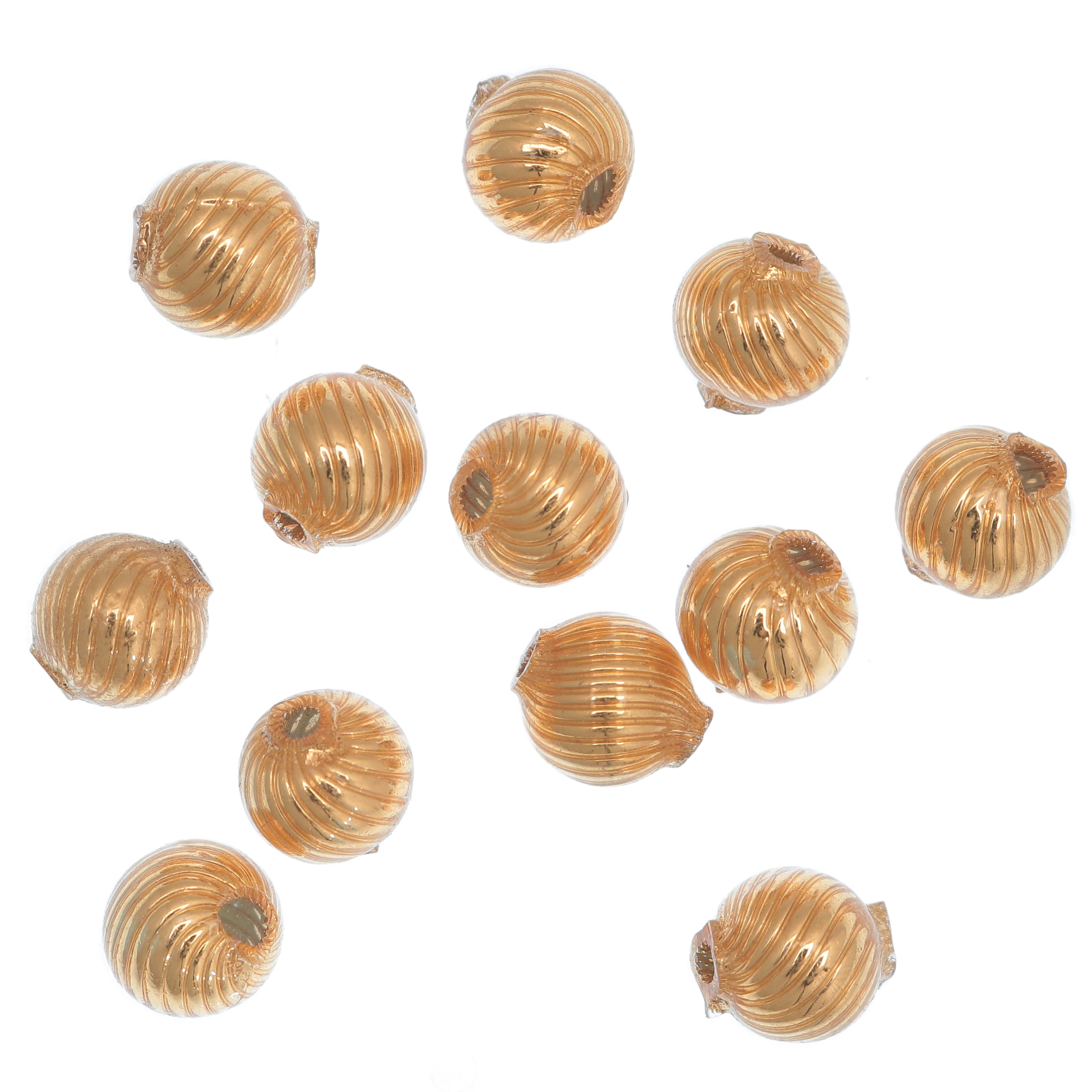 Distanziatore Tondo in vetro soffiato, con righe a onde, 10x9 mm.