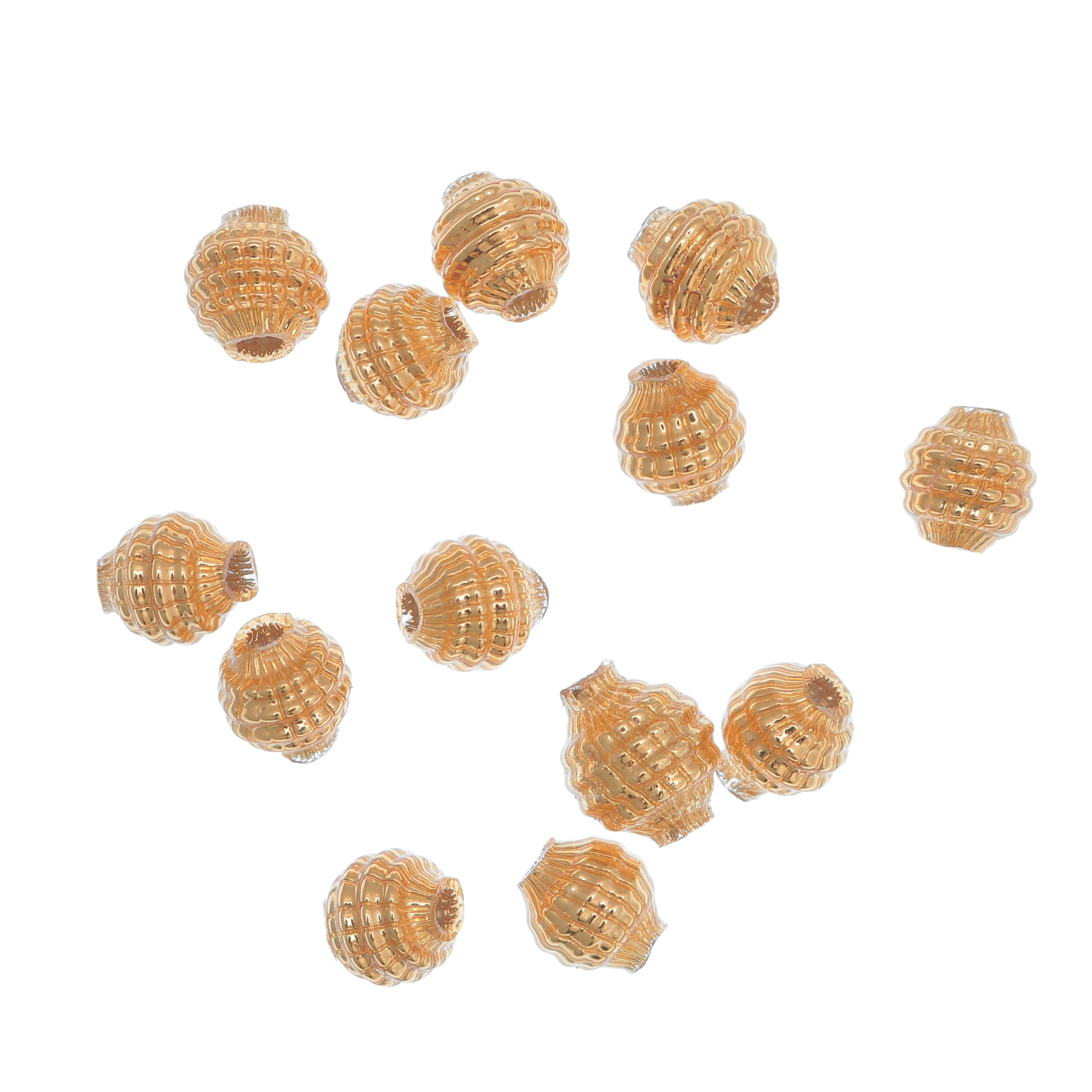 Distanziatore Tondo in vetro soffiato, con righe Zigrinate centrali, 7x7 mm.