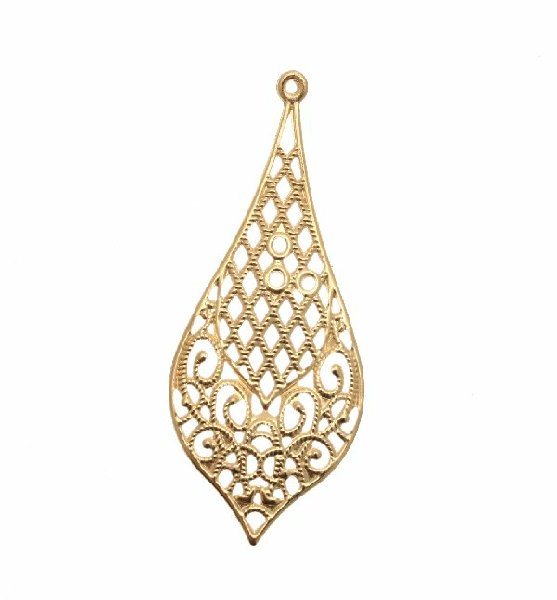 Filigrana a goccia, traforata, con un anello in alto, 23x53 mm.