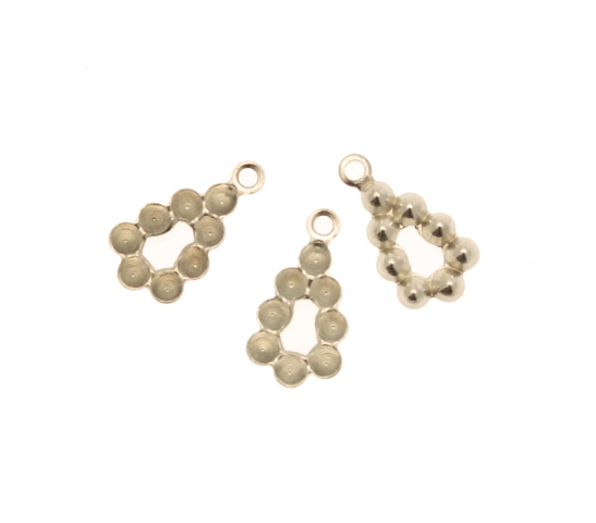 Filigrana porta strass a forma di goccia, vuota al centro, con anello in alto, 14x7 mm. (potete incollarci 8 gemme tonde coniche