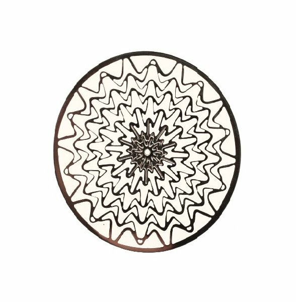Filigrana tonda piatta sottile, traforata, disegno a ragnatela, 47 mm.