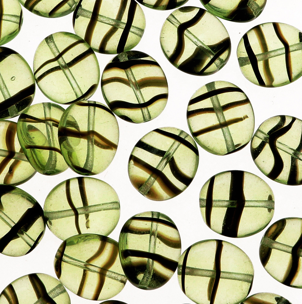 Elica, 12x10 mm., Verde oliva chiaro striato in marrone