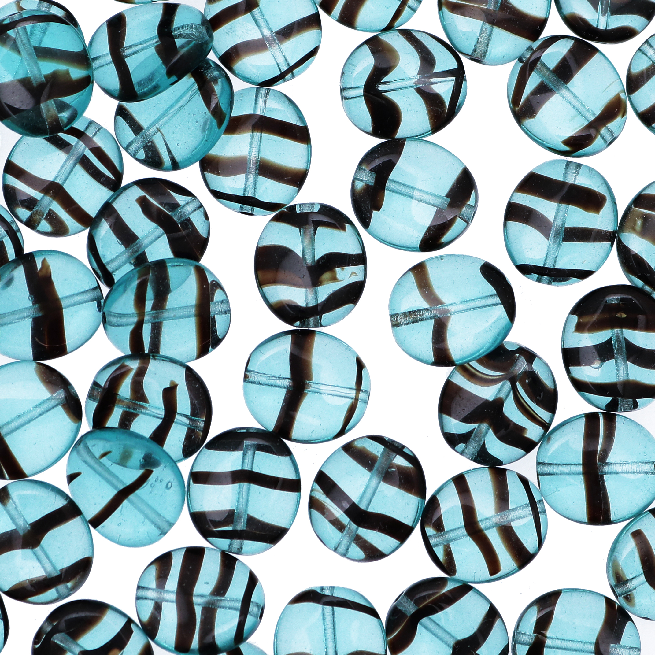 Elica, 12x10 mm., Indicolite striato con marrone