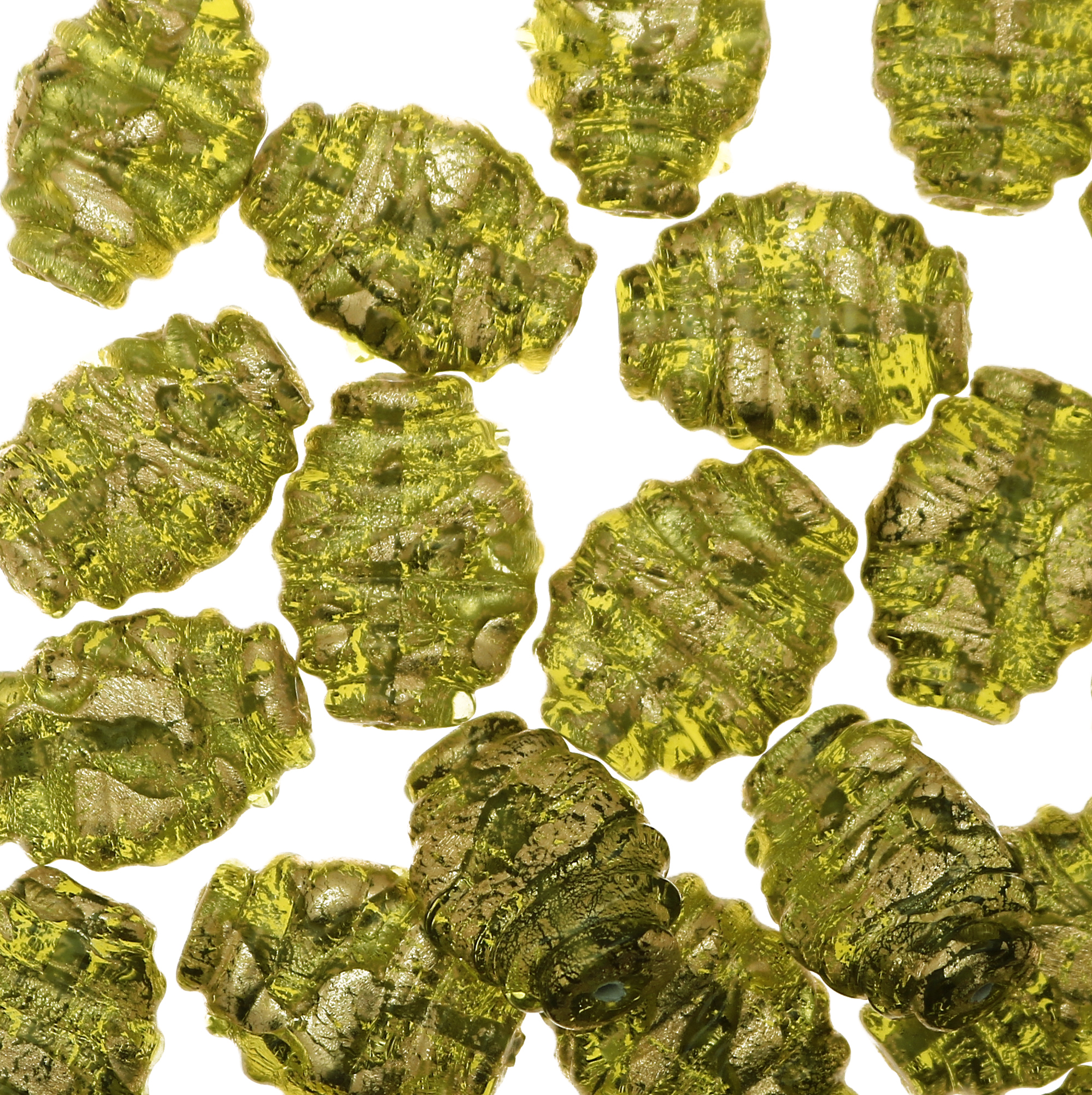 Ovale piatto, Verde oliva con foglia oro zecchino