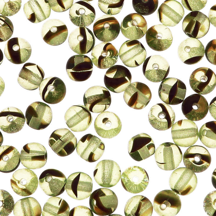 Palla, 5 mm., Verde oliva chiaro striato in marrone