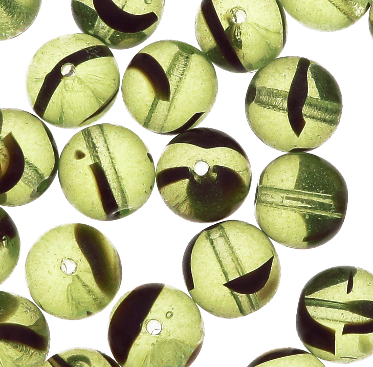 Palla, 8 mm., Verde oliva chiaro striato in marrone