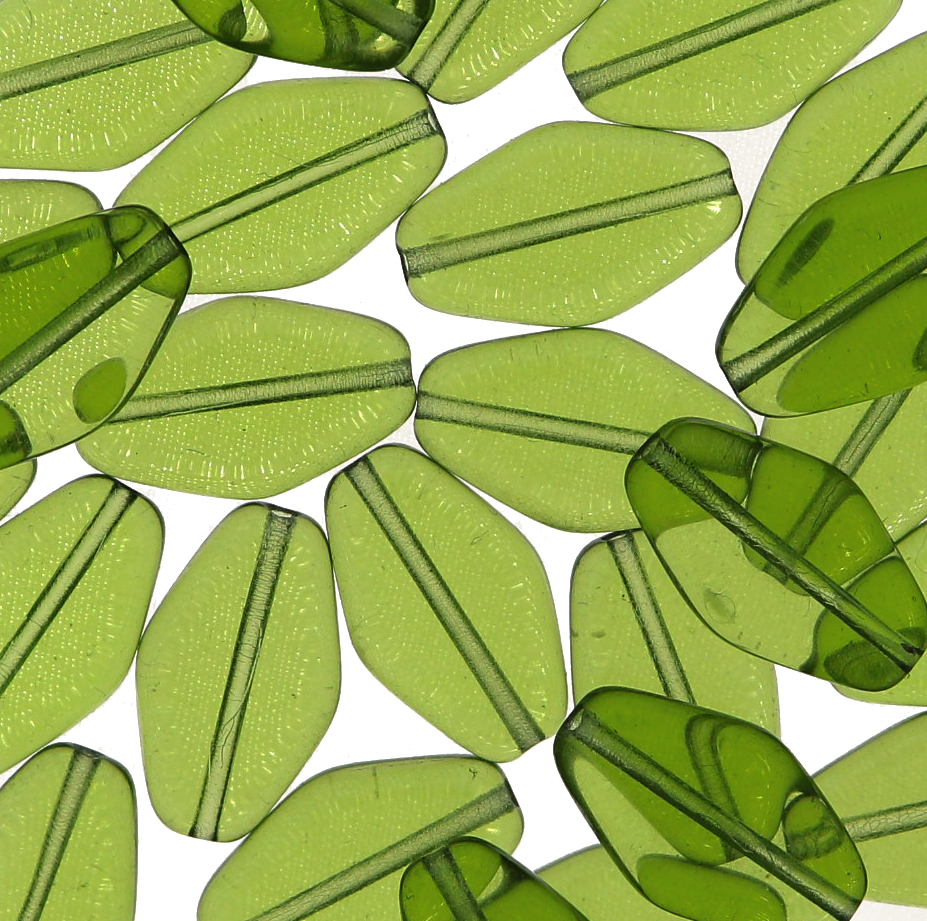 Rombo piatto, 16x10 mm., Verde oliva trasparente