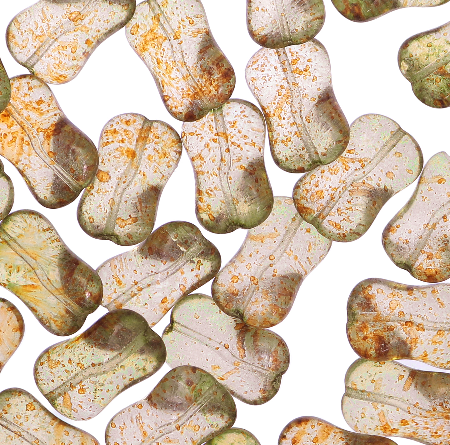 Sasso a fiocco, 18x12 mm., Verde macchiato di rosso