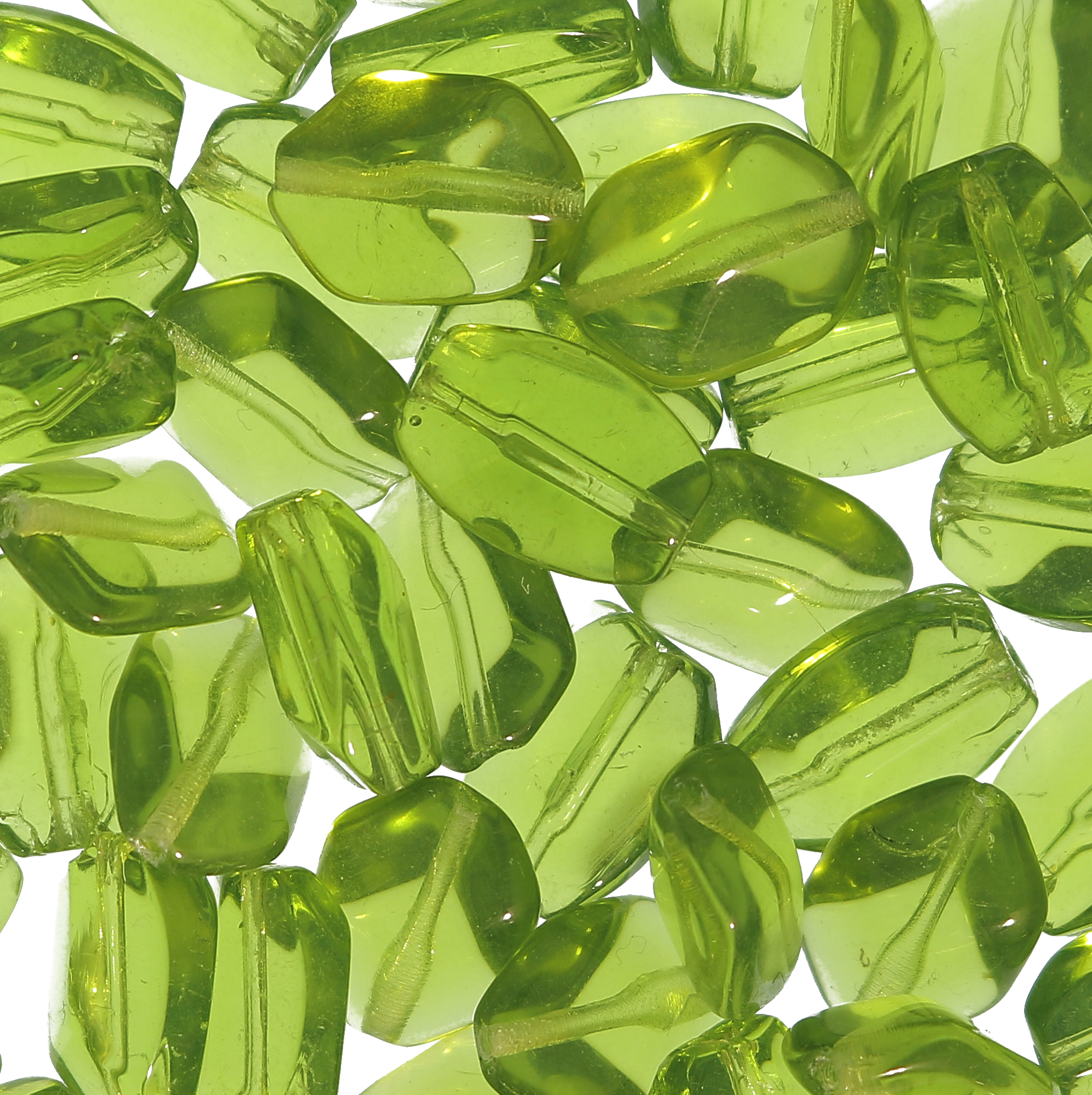 Sasso smussato, 15x12 mm., Verde oliva trasparente