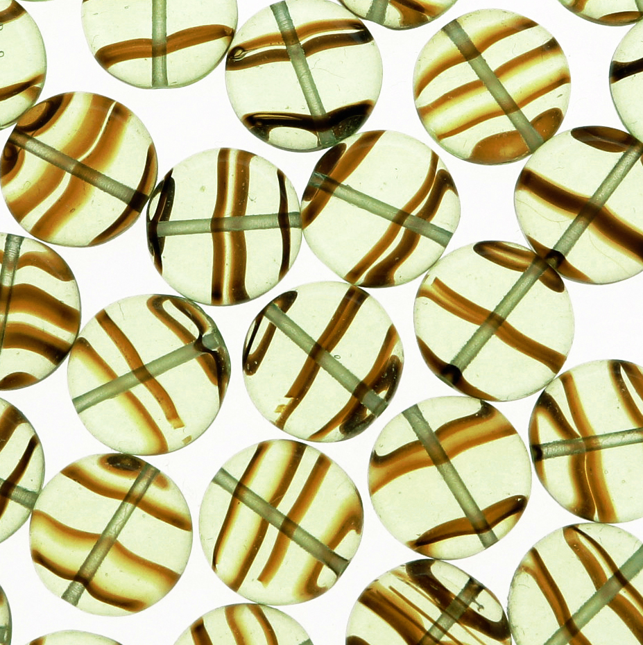 Tondo piatto, 12 mm., Verde oliva chiaro striato in marrone