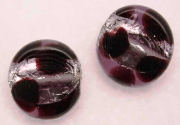 Tondo piatto, 16 mm., Viola a pois con Argento 925