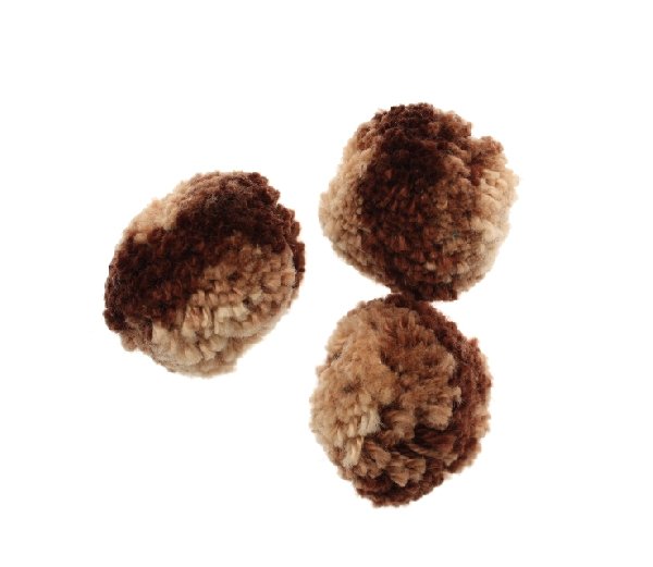 Pon pon in cotone, la misura dei pon pon può variare dai 25 ai 30 mm., bicolore, Beige + Marrone