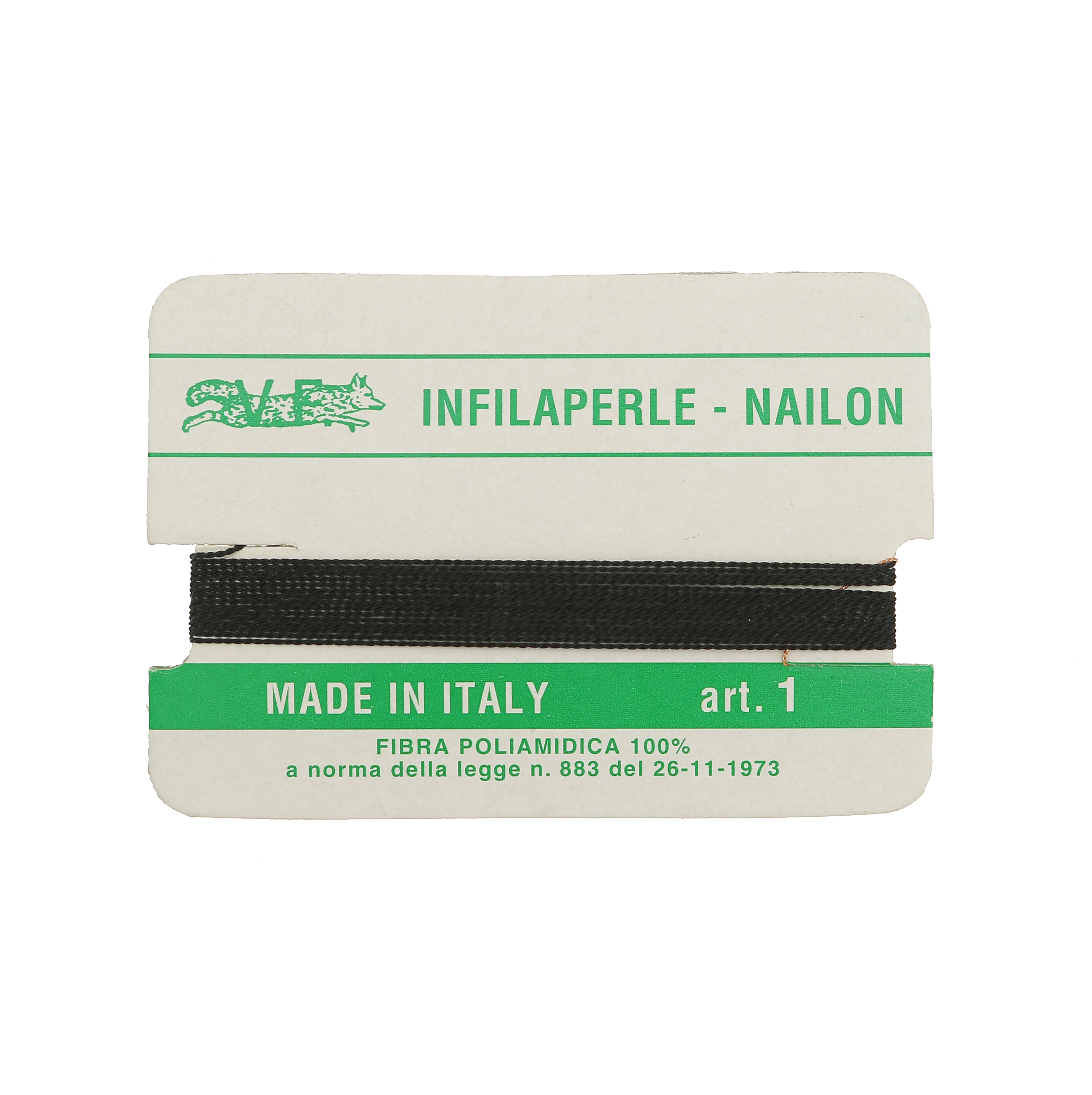 Filo infilaperle in nylon con ago compreso colore Nero, spessore 0.3 mm.
