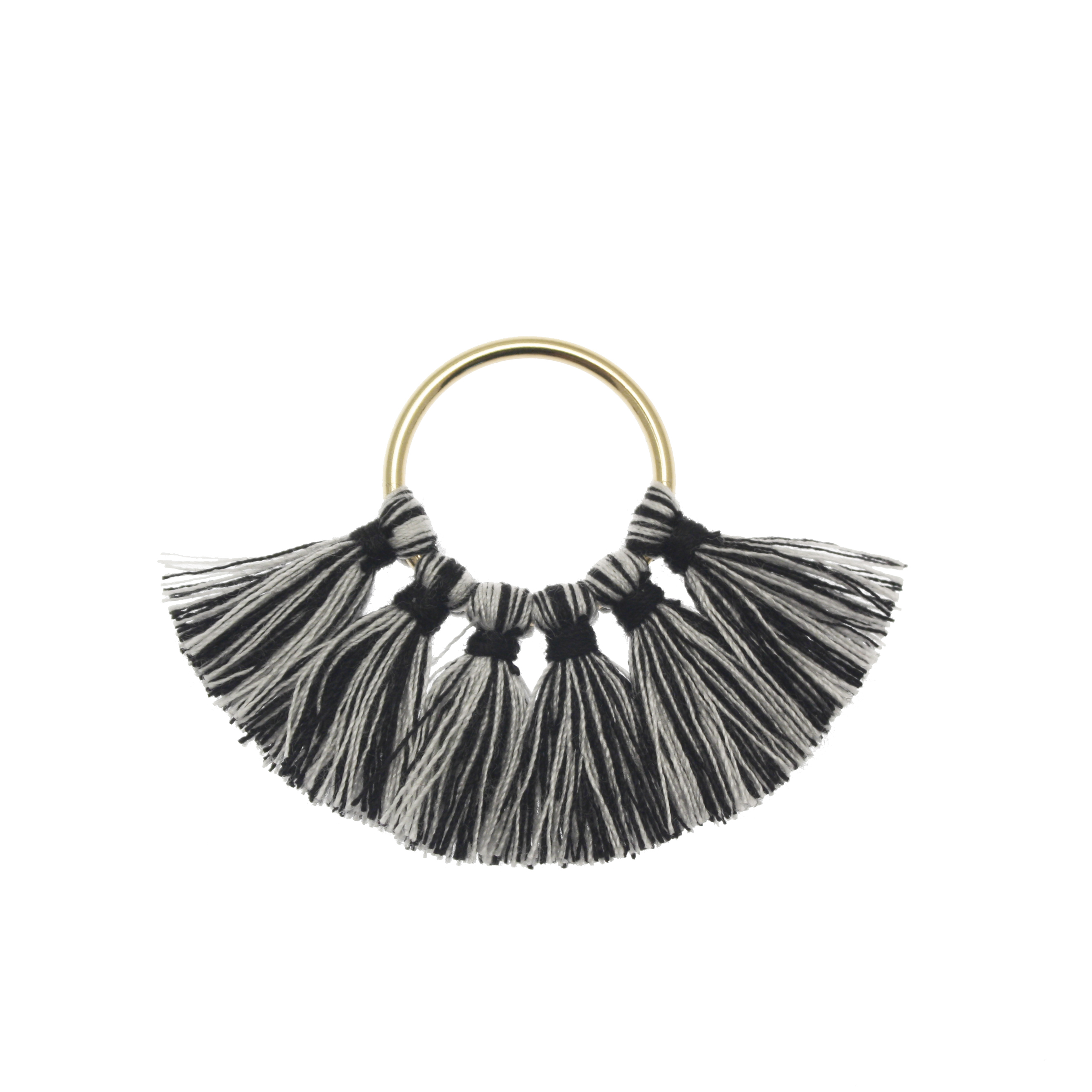 Cerchio liscio da 22 mm., base oro lucido, con nappine in cotone colore BIANCO e NERO