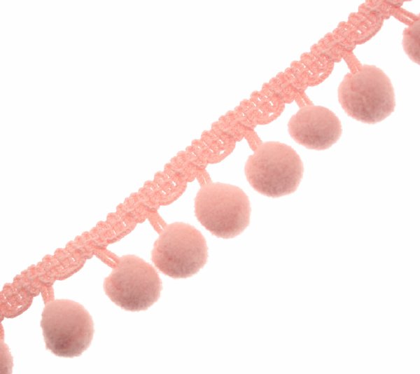 Passamaneria con pon pon (diametro 8 mm.), alta 2 cm., colore ROSA (Confezione da 50 cm)