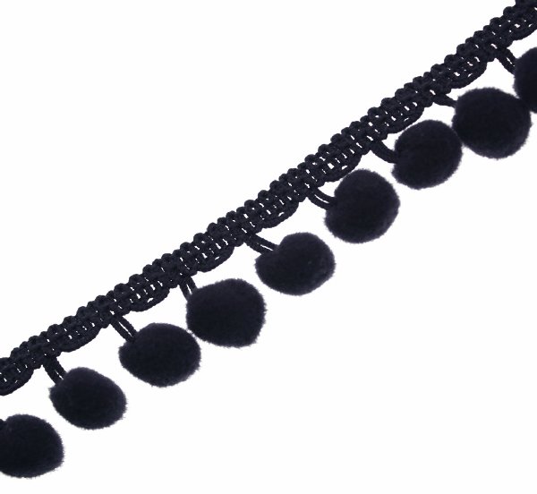 Passamaneria con pon pon (diametro 8 mm.), alta 2 cm., colore BLU (Confezione da 50 cm)