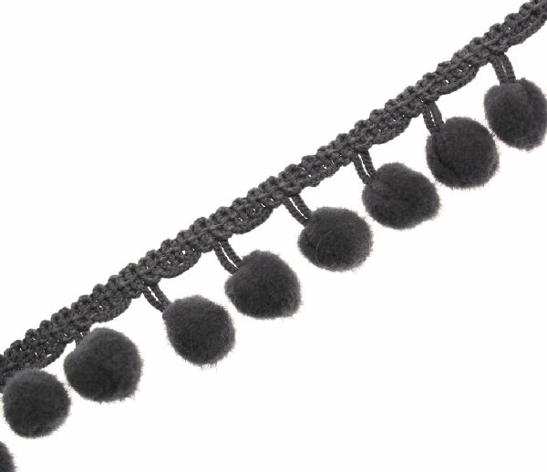Passamaneria con pon pon (diametro 8 mm.), alta 2 cm., colore GRIGIO (Confezione da 50 cm)