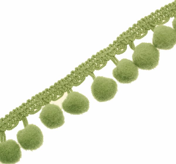 Passamaneria con pon pon (diametro 8 mm.), alta 2 cm., colore VERDE PISTACCHIO (Confezione da 50 cm)