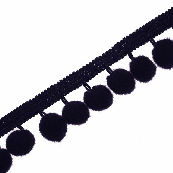 Passamaneria con pon pon (diametro 8 mm.), alta 2 cm., colore BLU SCURISSIMO (Confezione da 50 cm)