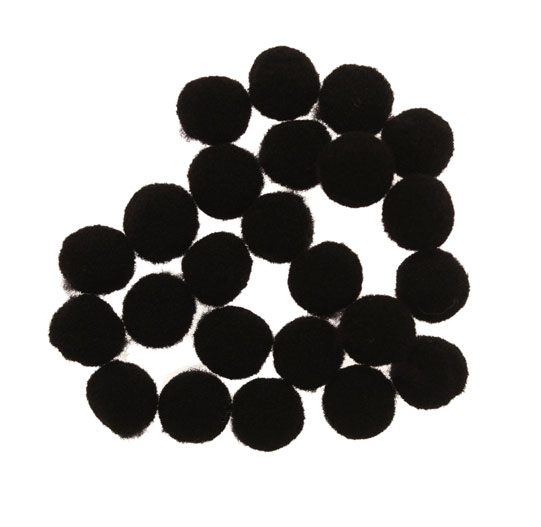 Pon Pon in nylon, diametro 10 mm., colore NERO