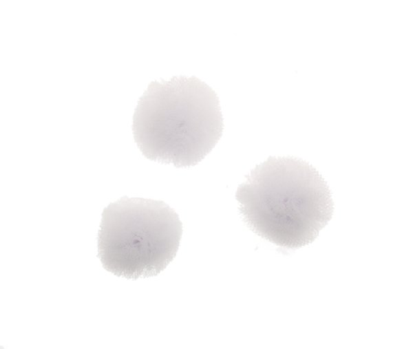 Pon Pon, in tulle, tondo, diametro 20 mm., colore BIANCO
