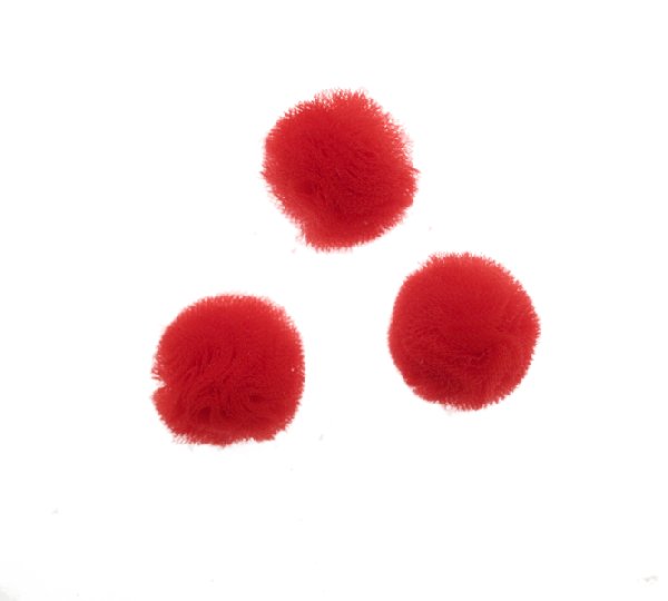 Pon Pon, in tulle, tondo, diametro 20 mm., colore ROSSO