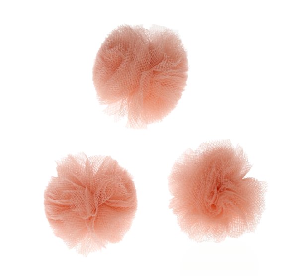 Pon Pon, in tulle, tondo, diametro 30 mm., colore ROSA SALMONE