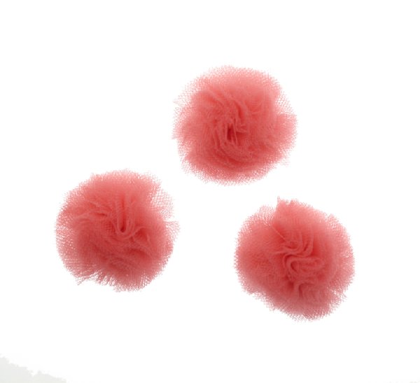 Pon Pon, in tulle, tondo, diametro 30 mm., colore INDIAN PINK