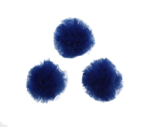 Pon Pon, in tulle, tondo, diametro 30 mm., colore BLU ELETTRICO